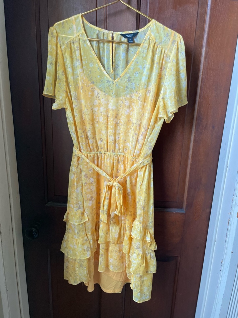 Simply Vera Wang women's extra large yellow dress